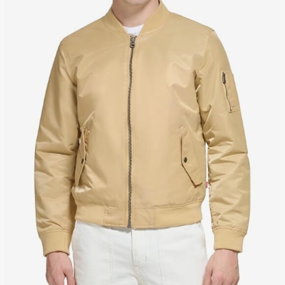 NEW Levi's Mens Flight Satin Unfilled Ma-1 Bomber khaki Sz XL - Picture 1 of 5